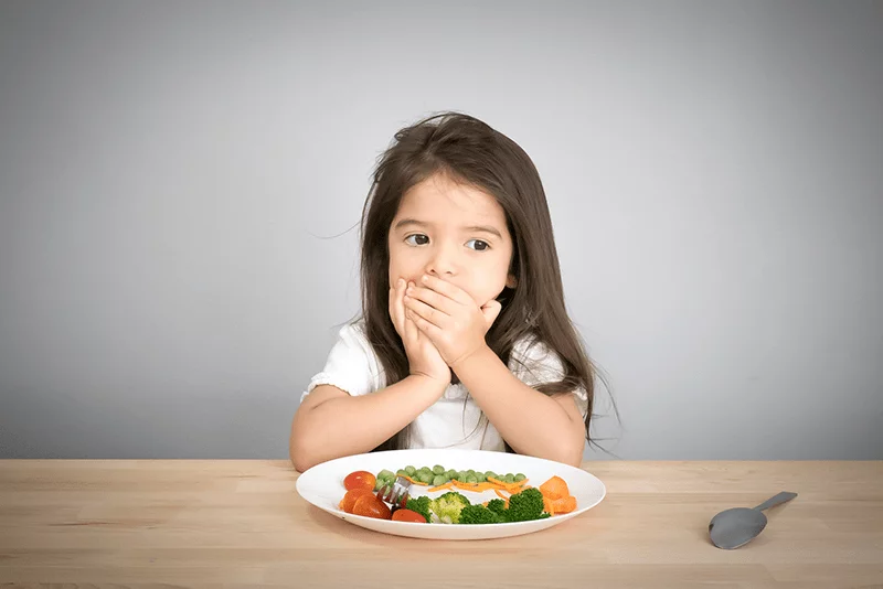 Picky Eater Girl Refusing Vegetables